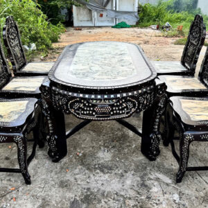 Bộ Bàn Ăn Gỗ Gõ Cẩn Ốc 7 món